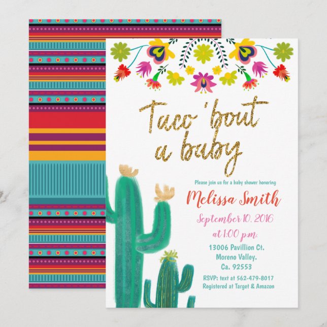 Taco 'Bout A Baby Fiesta Baby Shower Invitation (Front/Back)