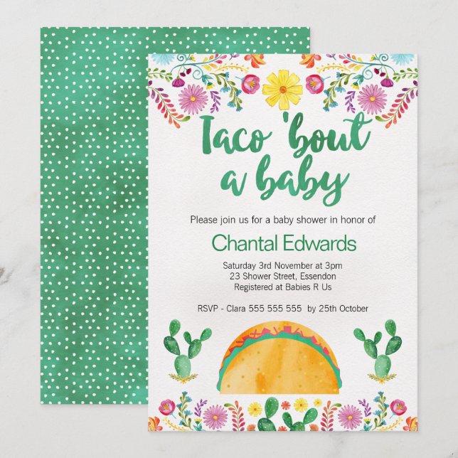 Taco 'Bout A Baby Fiesta Baby Shower Invitation (Front/Back)