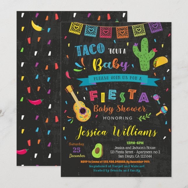 Taco Bout a Baby  Fiesta  Baby Shower Invitations (Front/Back)