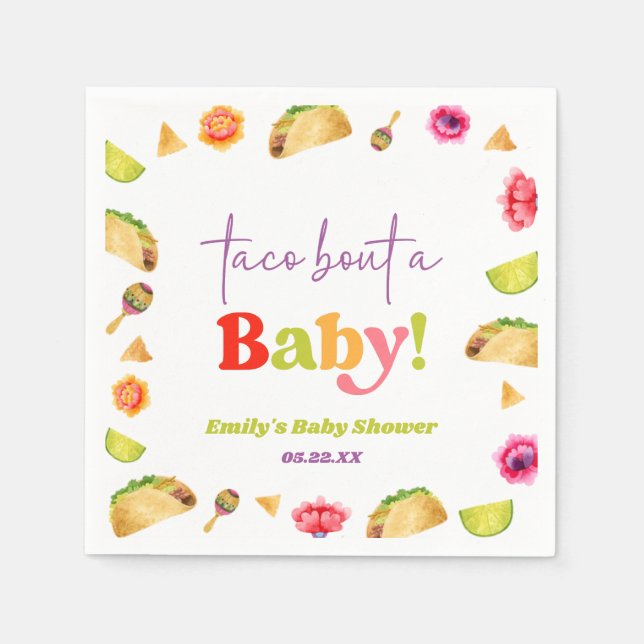 Taco Bout A Baby! Fiesta Baby Shower Napkin (Front)