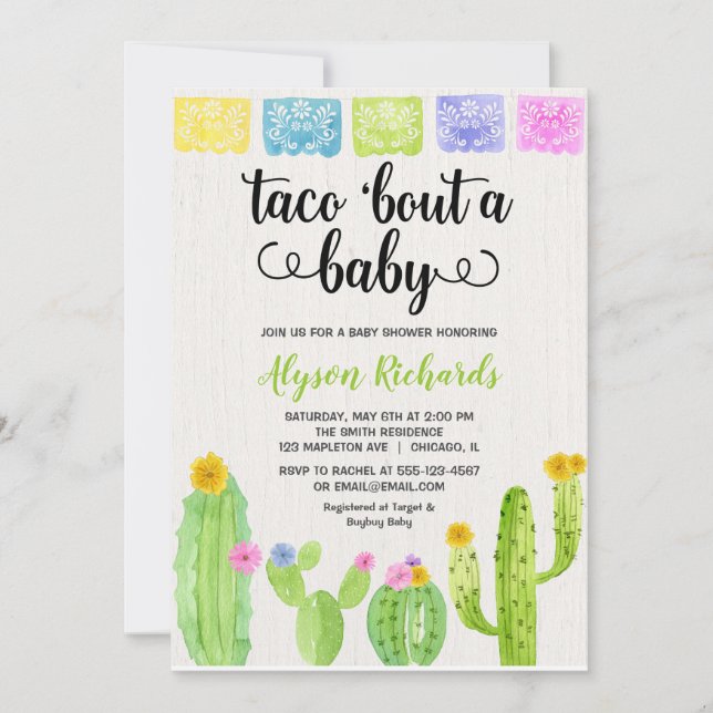 Taco bout a baby, Fiesta cactus baby shower Invitation (Front)