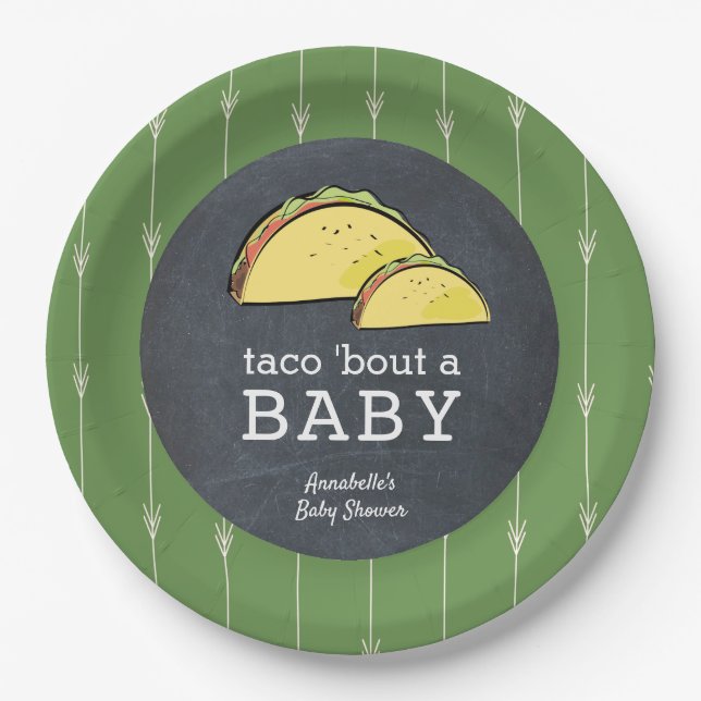 Taco Bout a Baby Fiesta Chalkboard Baby Shower Paper Plate (Front)