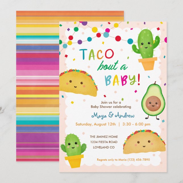 Taco bout a baby - fiesta theme baby shower invitation (Front/Back)