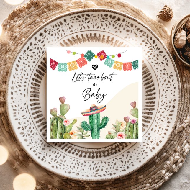 Taco Bout a Baby Fiesta Watercolor Cactus Shower Napkin (Creator Uploaded)