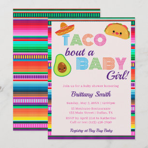 Taco Bout A Baby Girl Fiesta Stripe Baby Shower Invitation