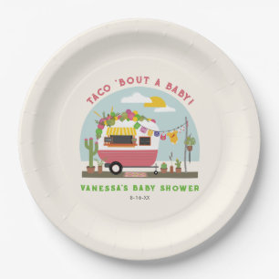 Taco Bout A Baby Hot Pink Girl Baby Shower Paper Plate