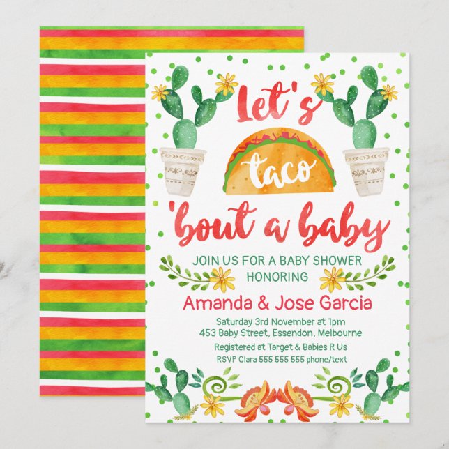 Taco Bout A Baby Invitation (Front/Back)