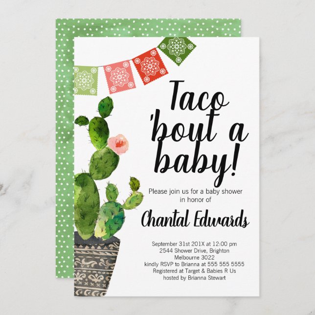Taco Bout A Baby Invitation (Front/Back)