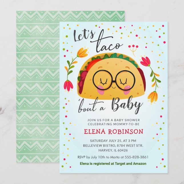 Taco Bout a Baby Mexican Fiesta Blue Boy Shower Invitation (Front/Back)