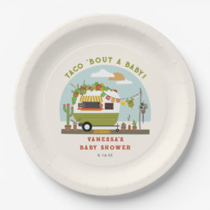 Taco Bout A Baby Neutral Green Baby Shower Paper Plate