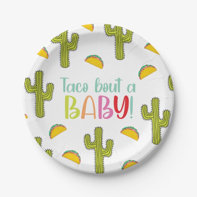 Taco Bout A Baby Paper Plates (Front)