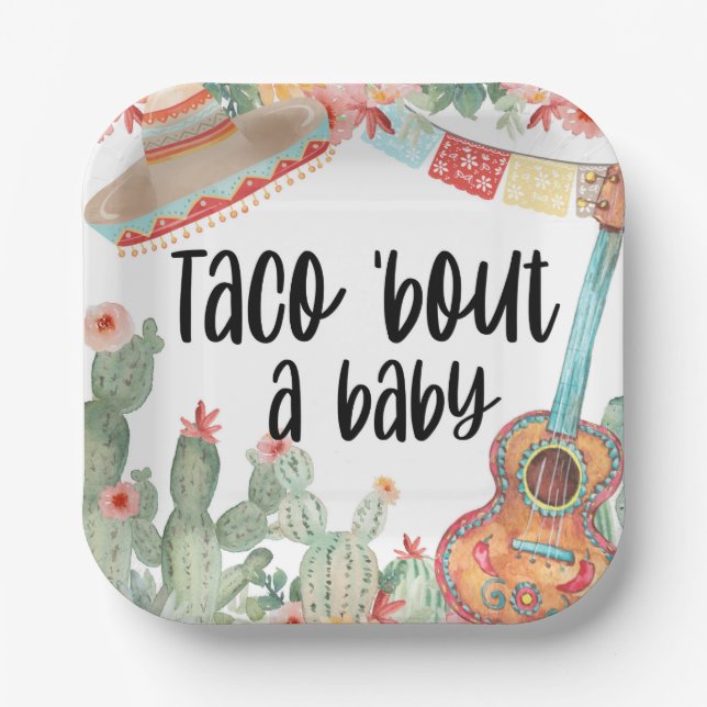  Taco bout a baby shower, Baby shower Invite,  Paper Plate (Front)