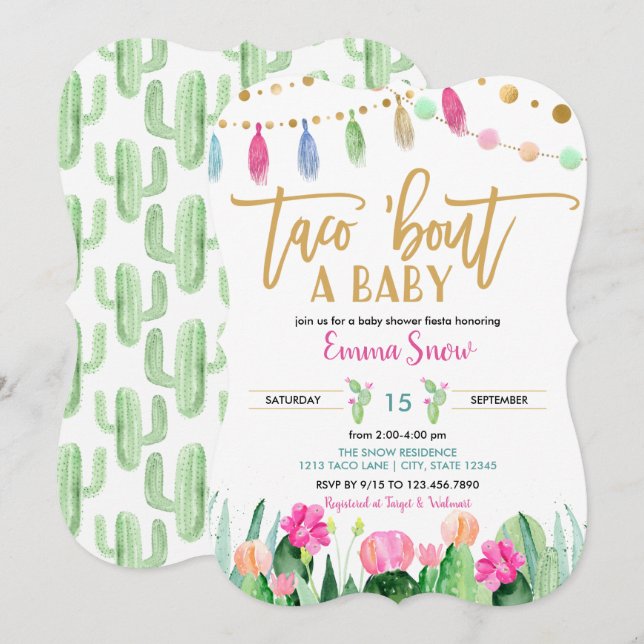 Taco 'bout a Baby Shower Fiesta Invitation (Front/Back)