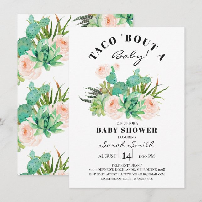 Taco Bout A baby Succulent Baby Shower Invitation (Front/Back)