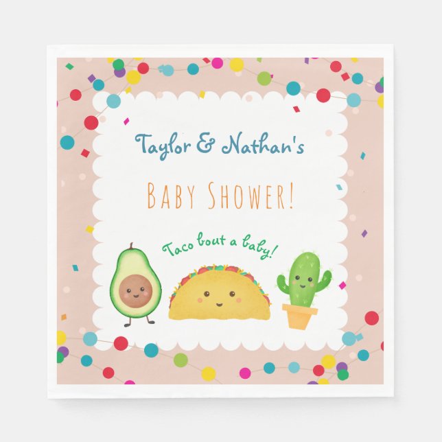 Taco bout a baby! Taco themed welcome baby shower  Napkin (Front)