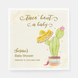 Taco 'Bout A Baby Watercolor Cactus Baby Shower  Napkin