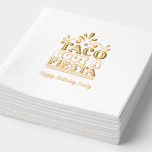 Taco Bout a Fiesta Gold Foil Birthday Napkins