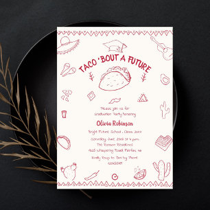 Taco Bout a Future Fiesta Doodle Graduation  Invitation