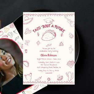 Taco Bout a Future Fiesta Doodle Graduation Photo Invitation