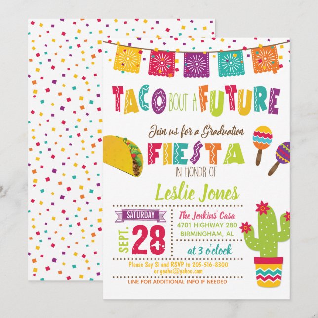 Taco Bout a Future Graduation Invitation - WH (Front/Back)