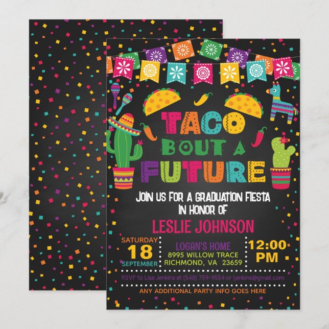 Taco Bout a Future Invitation - Blk (Front/Back)