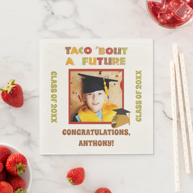 Taco Bout a Future Photo Graduation Party Napkin (Insitu)