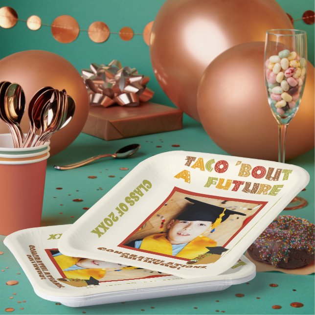 Taco Bout a Future Photo Graduation Party Paper Plate (Multi)
