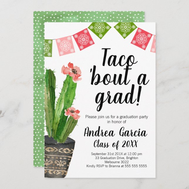Taco Bout A Grad, Graduation Invitation (Front/Back)