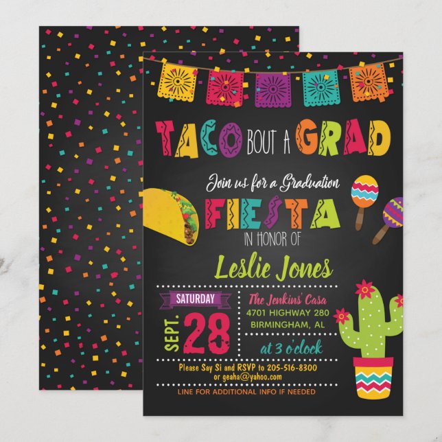 Taco Bout a Grad Graduation Invitation (Front/Back)