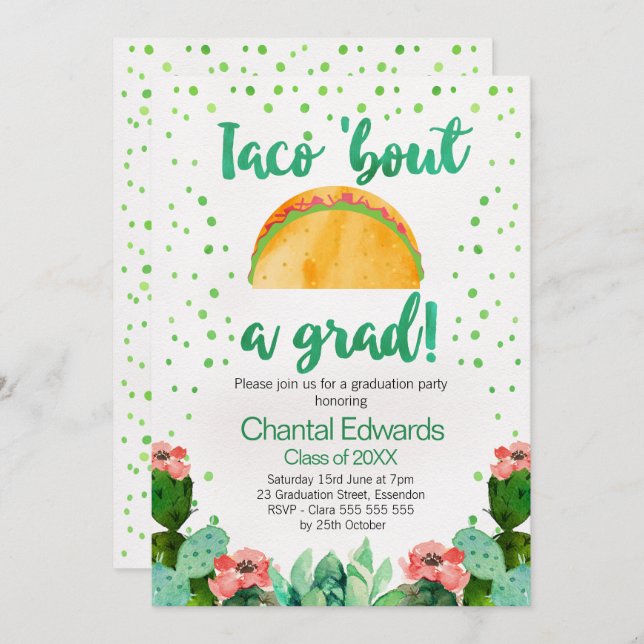 Taco 'Bout A Grad Party Invitation (Front/Back)