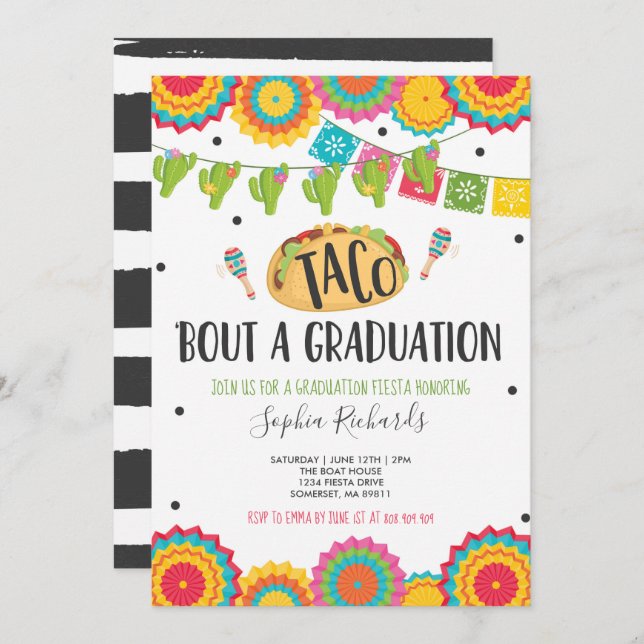 Taco 'Bout A Graduation Fiesta Graduation Party Invitation (Front/Back)