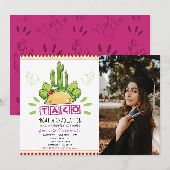Taco 'Bout A Graduation Fiesta Graduation Photo Invitation (Front/Back)