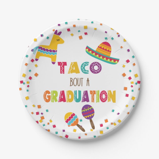 Taco Bout a Graduation Plate - White (Front)