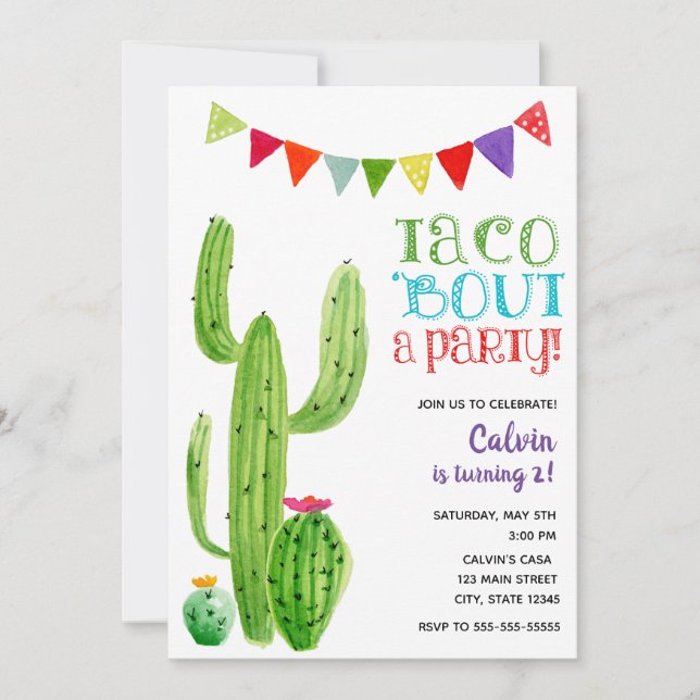 Taco 'bout a party! Birthday invitation (Front)