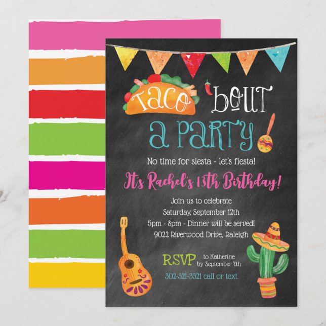 Taco bout a Party Chalkboard Invitation (Front/Back)