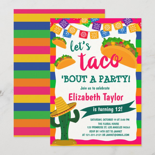 Taco Bout a Party Fiesta Holy Cactus Cinco de Mayo Invitation (Front/Back)