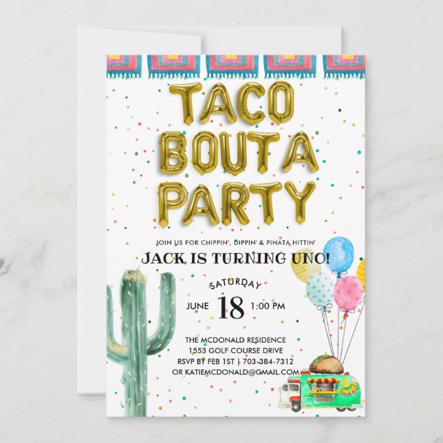 Taco Bout A Party | First Birthday Invitation (Front)