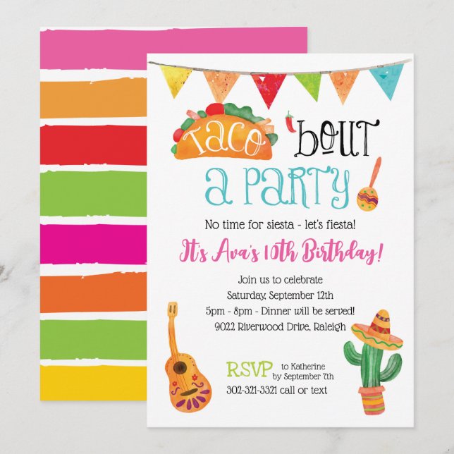 Taco bout a Party Invitation (Front/Back)