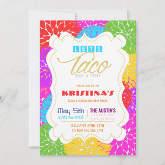 Taco Bout a Party theme Colourful Mexican Fiesta Invitation