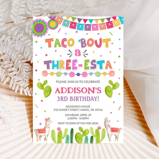 Taco 'bout a Three Esta Birthday Invitation (Creator Uploaded)