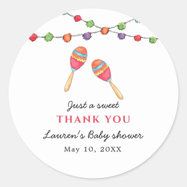 Taco bout baby Baby shower Thank you Classic Round Sticker (Front)