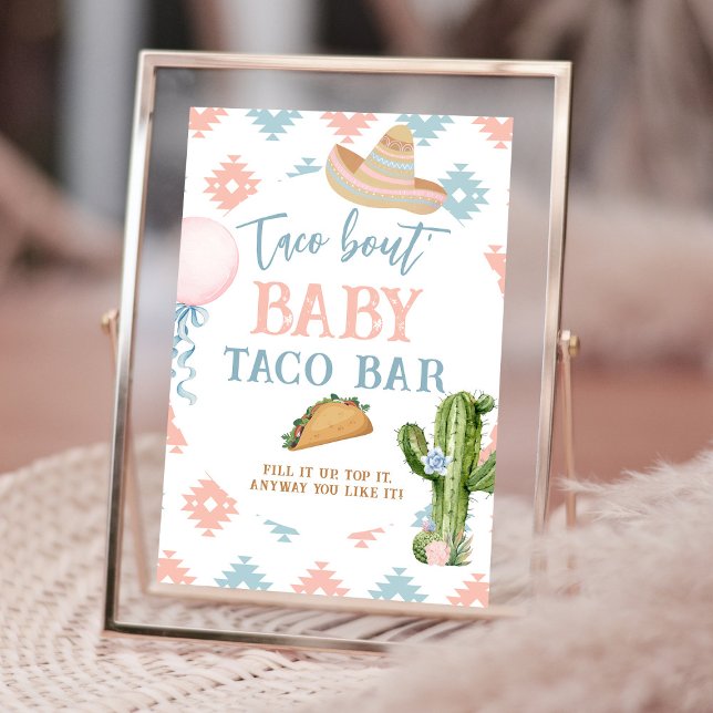 Taco Bout Baby Blue and Pink Taco Bar Sign (Creator Uploaded)