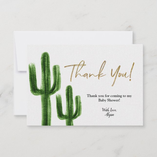 Taco bout baby Cactus Baby Shower Thank You card (Front)