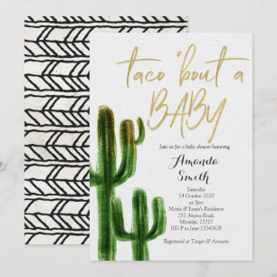Taco bout baby Cactus Couples Shower Invite card