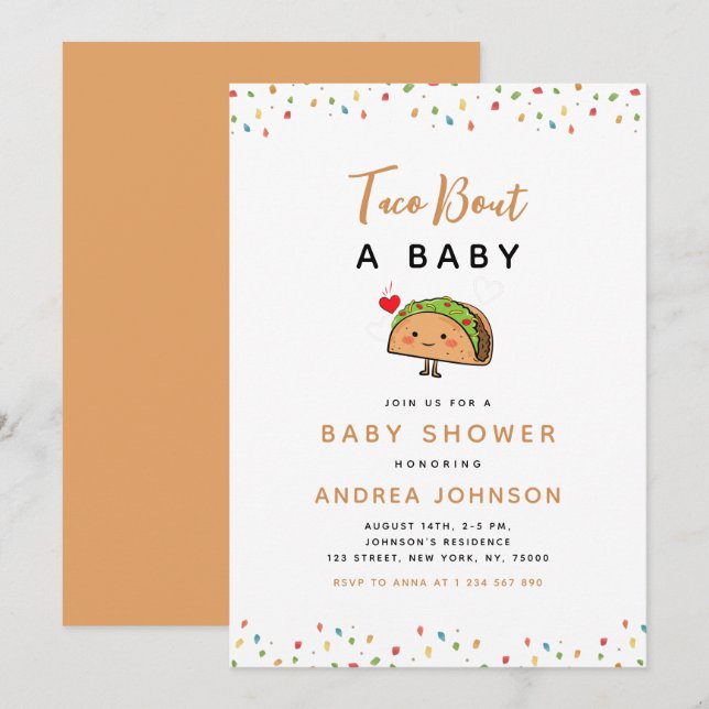 Taco Bout Baby Fiesta Groovy Retro Baby Shower Invitation (Front/Back)