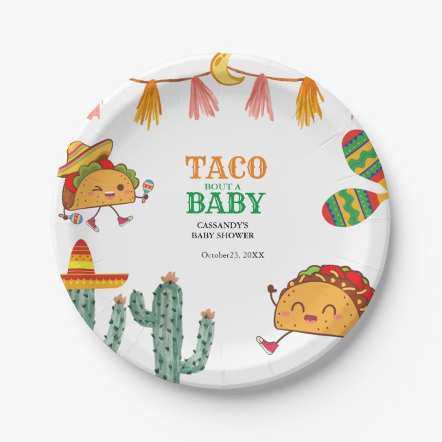 Taco bout Baby Mexican Baby Shower favours Paper Plate (Front)