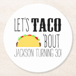 Taco 'Bout Birthday Party Round Paper Coaster