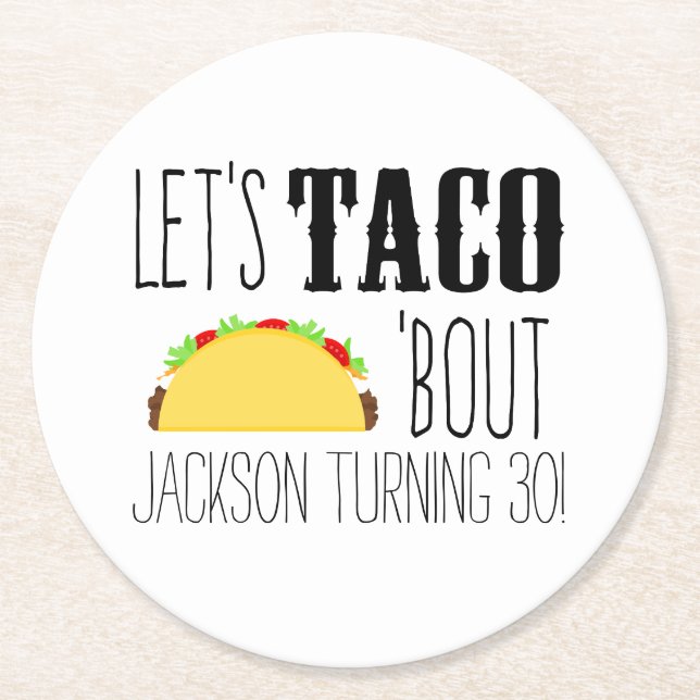 Taco 'Bout Birthday Party Round Paper Coaster (Front)