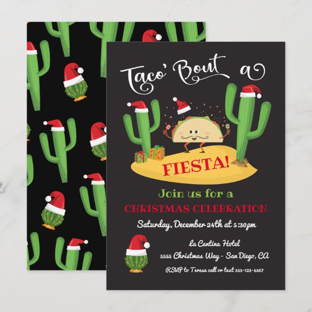 Taco' bout Christmas Fiesta party invitation (Front/Back)
