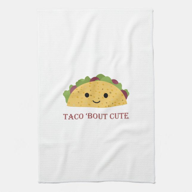 Taco Bout Cute Kawaii Taco Tea Towel (Vertical)